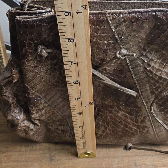 Vintage Robert Bestien Snakeskin Patterned Brown Purse Bag - Picture 3 of 9